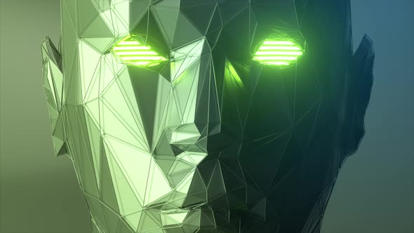 Abstract Polygonal Human Face Artificial Intelligence Concept alt