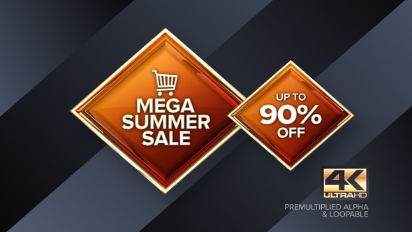 Mega Summer Sale 90 Percent Off Rotating Sign 4K Looping Design Element