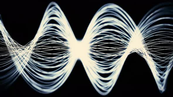 Abstract, white, curve fiber stretching out and narrowing down on black background alt