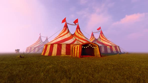 Circus tent with flags