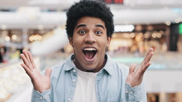 Male Portrait Emotions Enthusiastic Surprised Shocked Amazed Man African American Guy Teenager alt