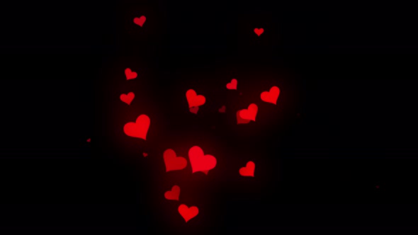 Flying Red Hearts Abstract Animation
