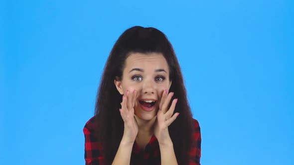 Young Female Is Calling Someone and Shouting. Slow Motion alt