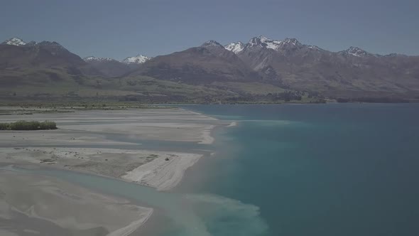 New Zealand river estuary from air