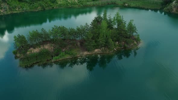 Island On Blue Basalt Quarry Lake