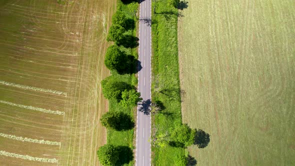 Wide-Ranging Cultivated Land And Concrete Road Pavement In The Countryside Of Warmia-Mazury Province alt