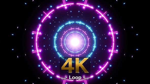 Glittering Circle Frame Neon Light VJ Loop alt