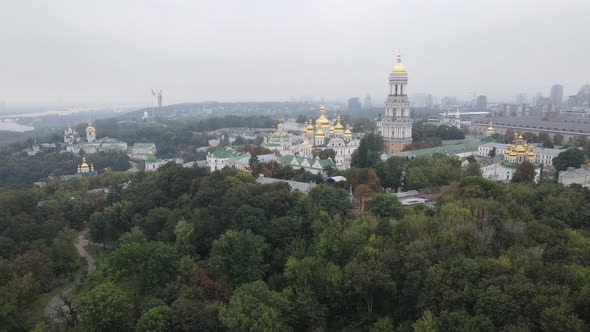 Symbol of Ukraine : Kyiv-Pechersk Lavra. Kiev. Slow Motion Aerial View alt