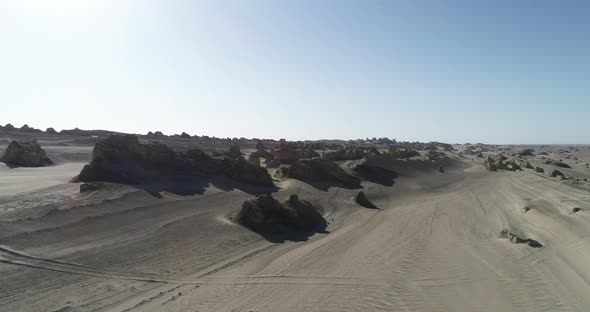 Aerial view of yardang landform landscape in west of china alt
