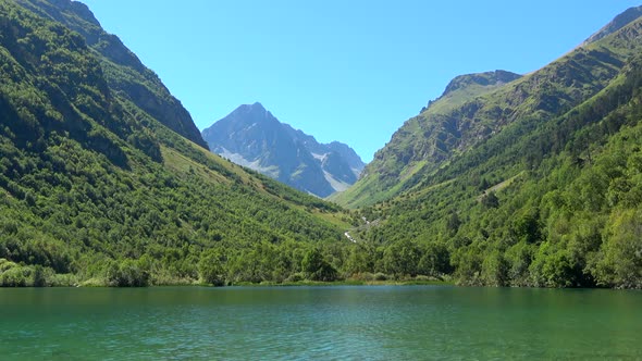 Lake scenes in national park of Dombay, Caucasus, Russia