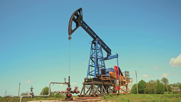 Oil pump jack works in oilfield