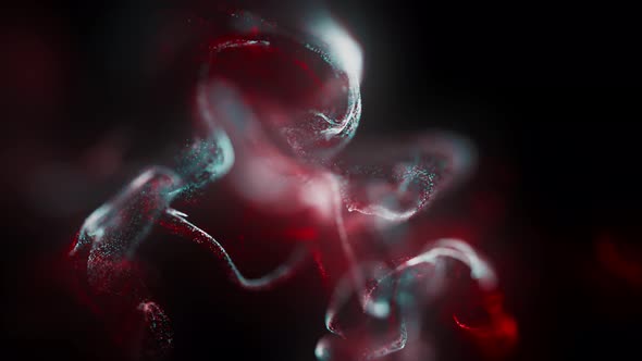 Magic Red White And Blue Particles Fluid Background