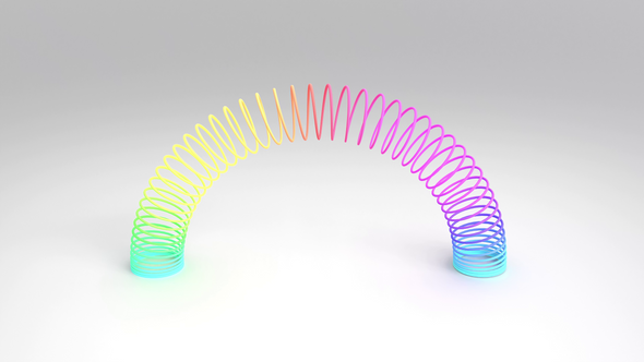 satisfying toy with rainbow colored spiral springs stretching