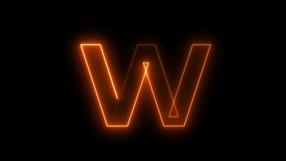 Neon animation seamless Letter W . 4K video background.
