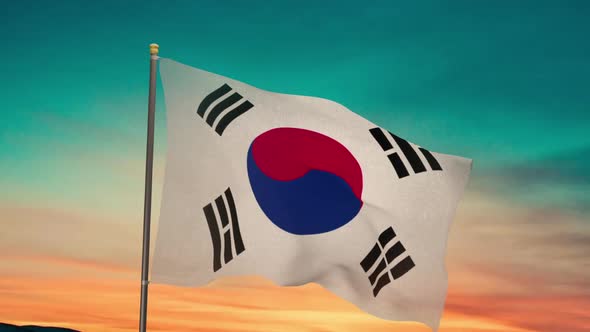 South Korea Flag Waving