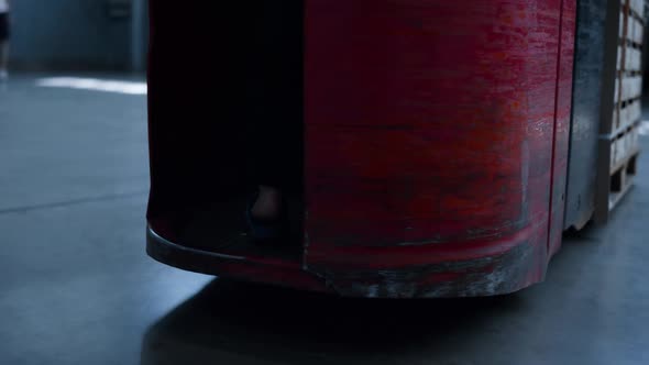 Factory Warehouse Truck Moving Wooden Pallets Transporting Delivery Package alt