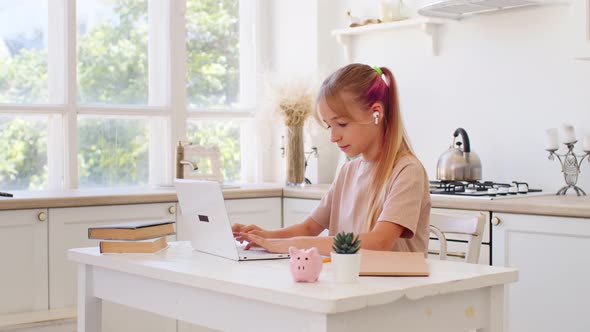 Teenage Girl Studying Online From Home with Distance Teacher