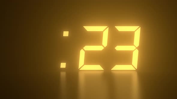 Retro Orange Glowing Digital 30 Second Countdown Timer Display