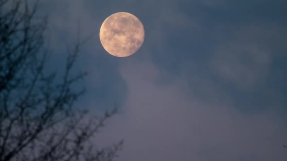 Time Lapse of Full Moon as Clouds Move By. alt