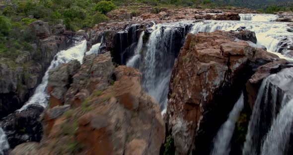 4K Drone Aerial Tracking over Amber Treur Falls, Just up stream from the well known Bourke´s Pothole alt