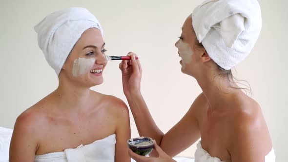 Beautiful Woman Having a Facial Treatment at Spa alt