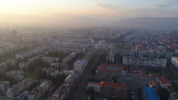 Aerial View of Podgorica City During Sunset