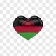 Malawi Flag on a Rotating 3D Heart