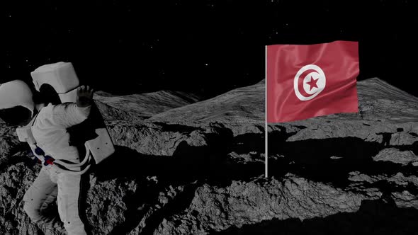 Astronaut Planting Tunisia Flag on the Moon alt