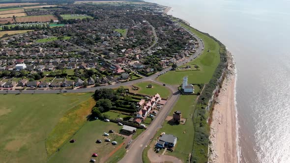 Aerial footage of the British seaside town of Hunstanton Norfolk in the UK alt