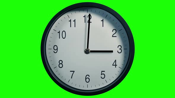 Clock Turning From Start To Finish Looped Shot Greenscreen alt