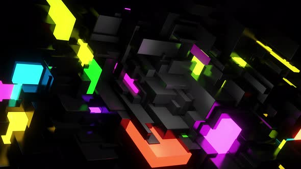 Visualisation of Working Ai Big Data or Blockchain Technology As Different Sizes Cubes Network alt