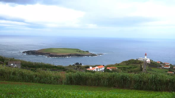 Topo Island in Sao Jorge Island Cliff and Atlantic Ocean, Azores Islands