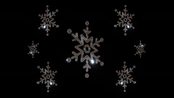 Seven Snowflakes 3D Metallic