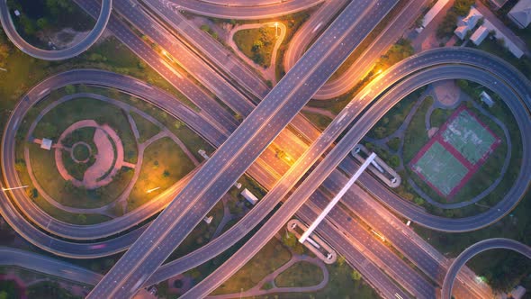 4K : Aerial time lapse in motion drone shot of freeway and interstate traffic alt