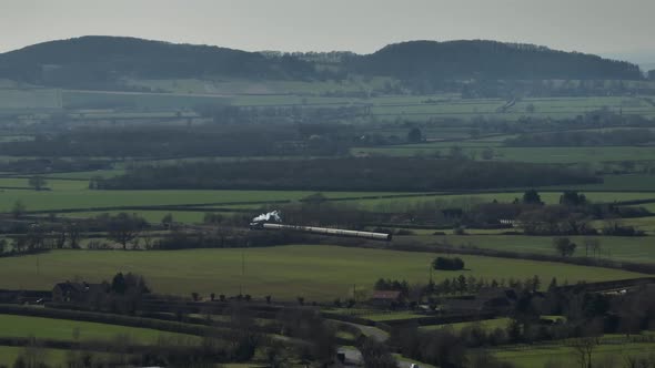 Steam Train Historic Heritage Railway UK Gloucestershire Warwickshire Aerial View