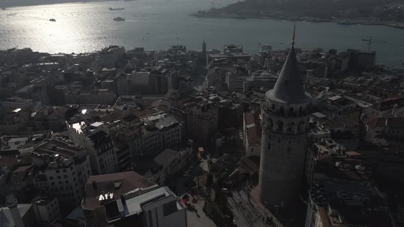aerial view of Galata Tower 