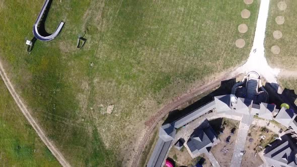 Aerial View of a Wooden Fortress, the Castle in the Park "Kudykina Gora", Lipetsk Region, Russia