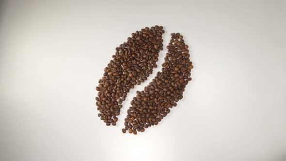 Coffee Beans Transform To Symbols: Bean, Cup And Heart
