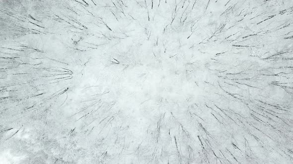 Drones Eye View  Winding Road From the High Mountain Pass in Winter alt