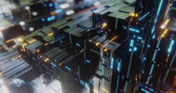 Abstract server cyber city, futuristic sci-fi circuit board