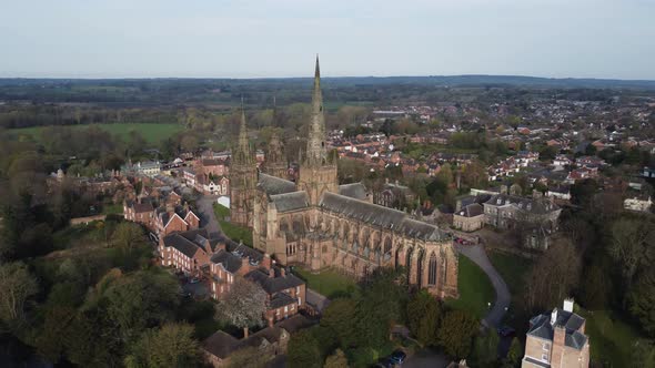 Lichfield Cathedral Aerial Tracking Left East Side