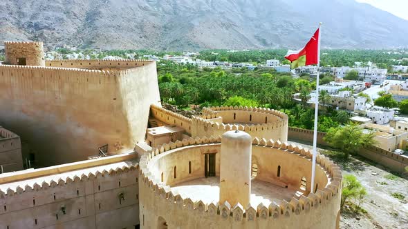 Aerial view of Al Rustaq Fort, Oman alt