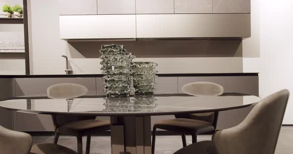 Leather modern gray chair in kitchen room and dining table Modern Dining room alt