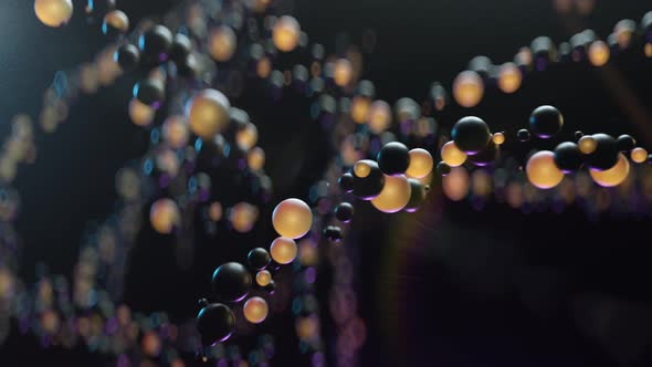Abstract realistic glowing and black bubbles flicker and move underwater