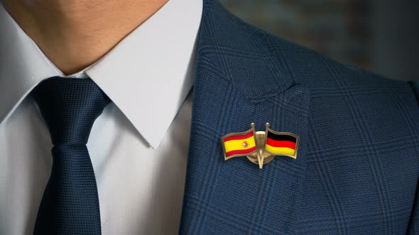Businessman Friend Flags Pin Spain Germany alt
