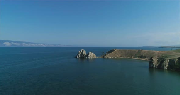 Lake Baikal Summer Landscape Iconic Landmark Olkhon Island - Shamanka Rock