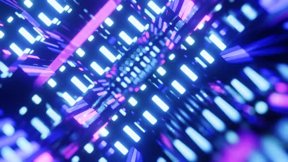 Fly Through Technology Cyberspace with Neon Glow alt