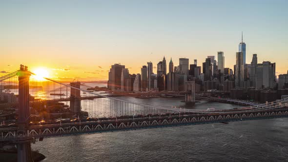 Picturesque Hyperlapse Footage of Flight Over Big Cablestayed Bridges at Romantic Sunset alt
