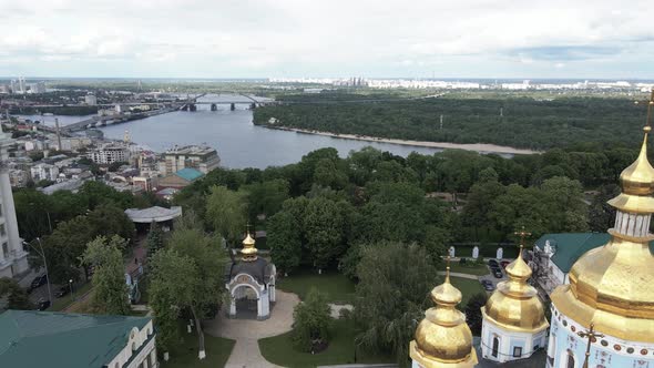 Kyiv. Ukraine: St. Michael's Golden-Domed Monastery. Aerial View alt