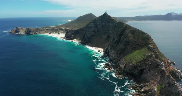 Aerial Shot of the Cape Of Good Hope and Cape Point Where Indian South ...